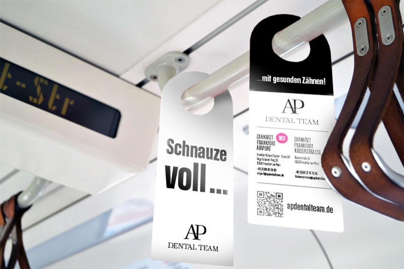 Hangtags in Bussen und Straßenbahnen AP Dental Team